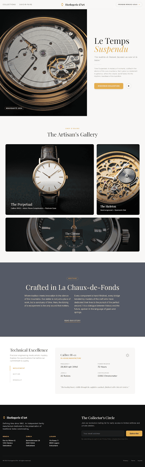 Exemple Site Web Horlogerie