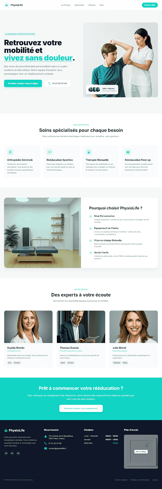 Exemple Site Web Physiothérapie